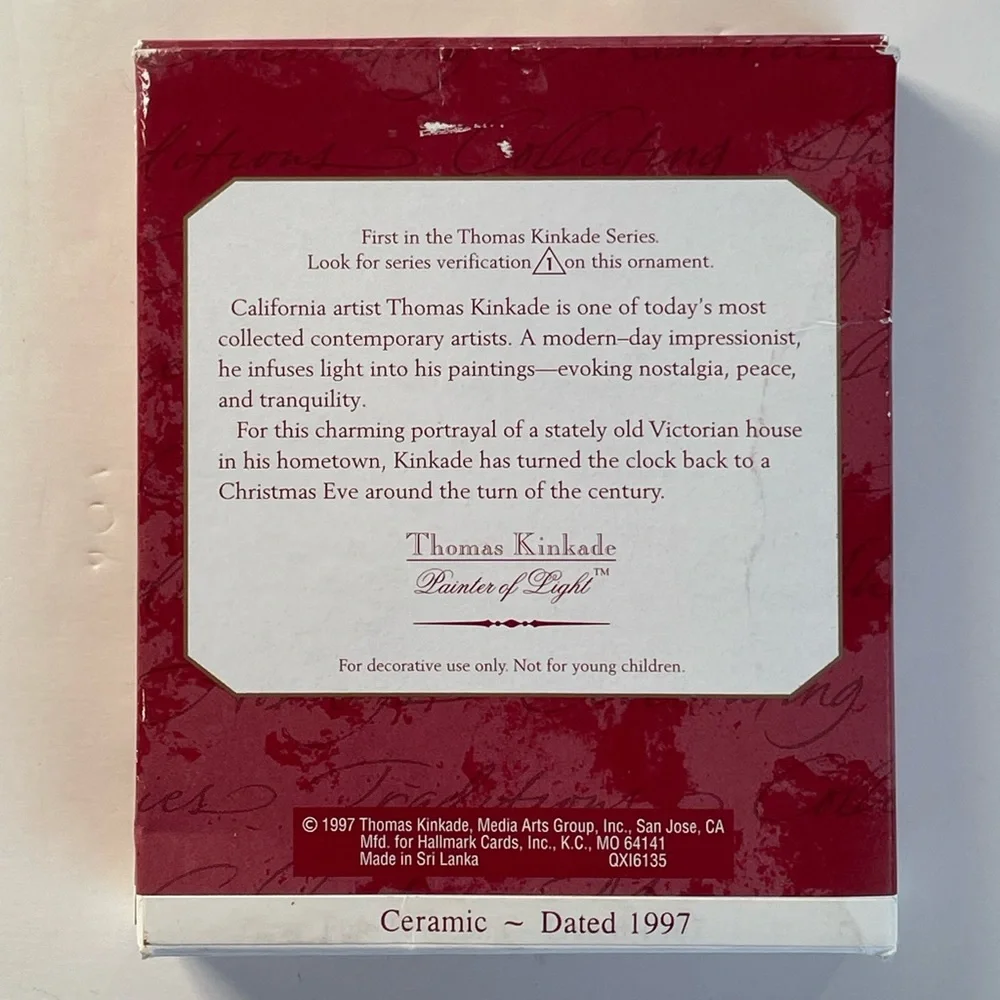 Hallmark Thomas Kinkade Victorian Christmas Ornament 1997 1st in Series w Box